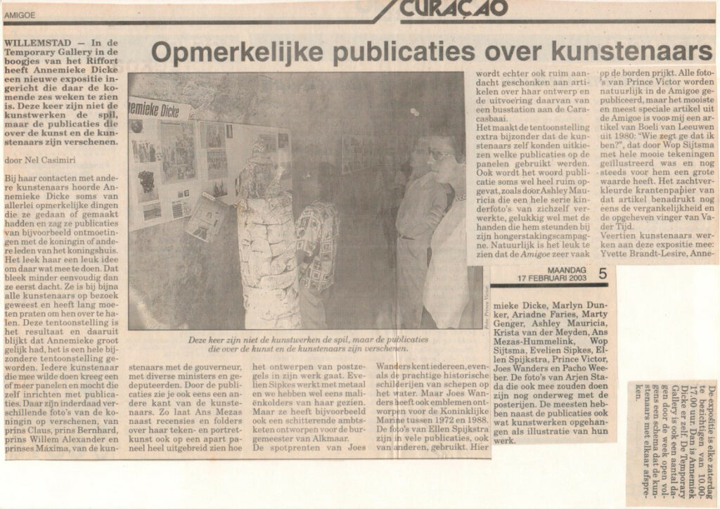 2003 02 Amigoe 'Opmerkelijke publicaties over kunstenaars'