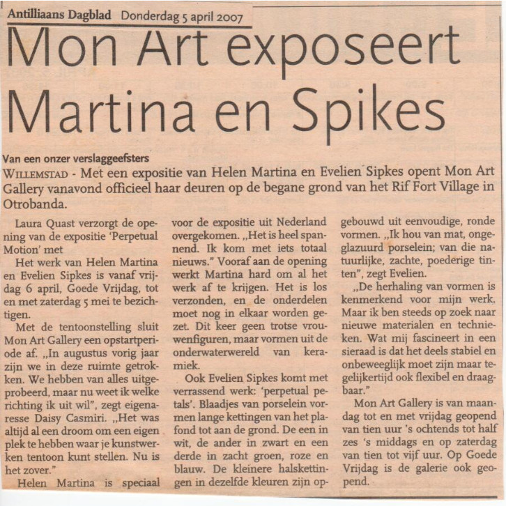 2007 04 AD 'Mon Art exposeert Martina en Sipkes'