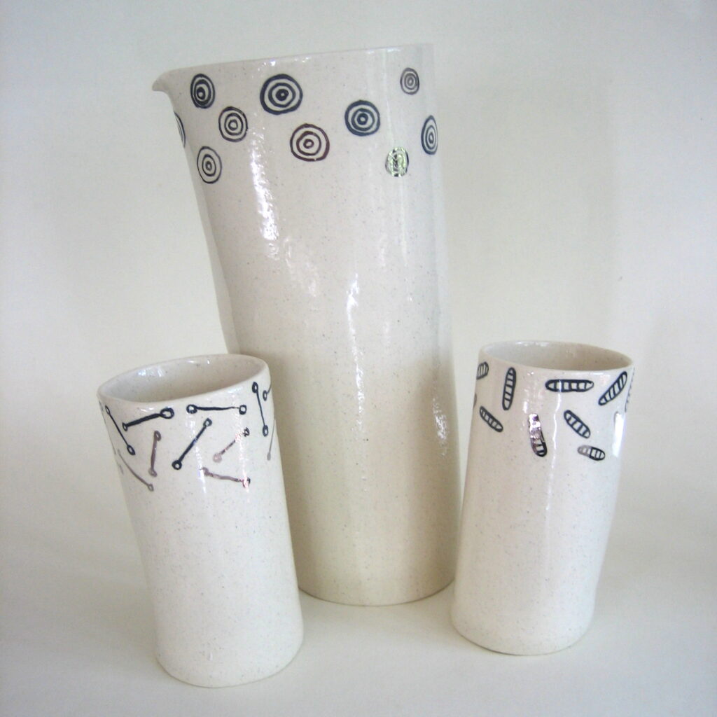 2007 watercan and water cups, earthenware, h22cm and h10cm 1