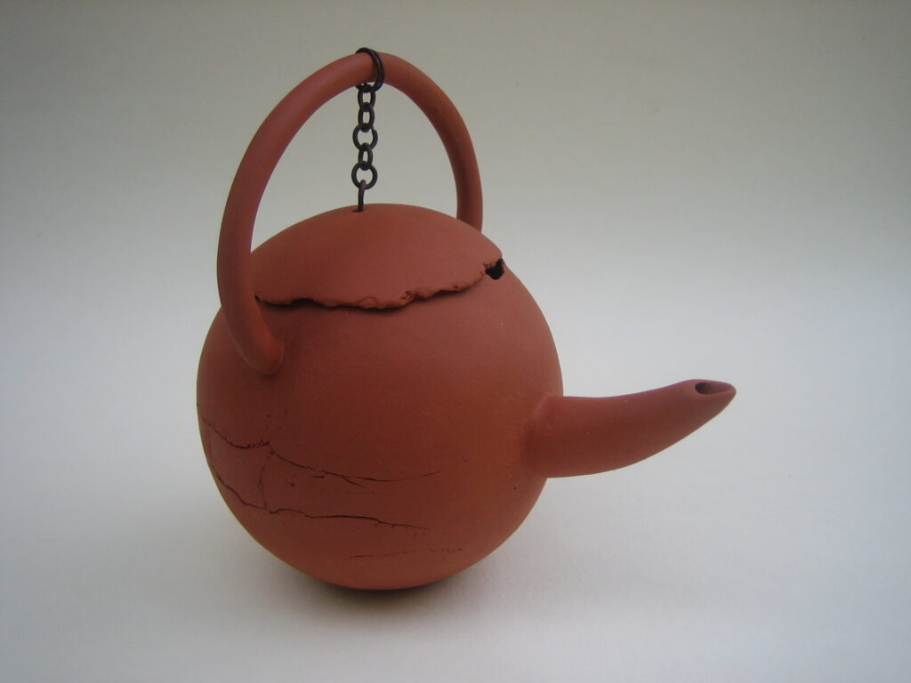 2008 'Isn't a teapot', earthenware, iron wire, h12.5x o10cm