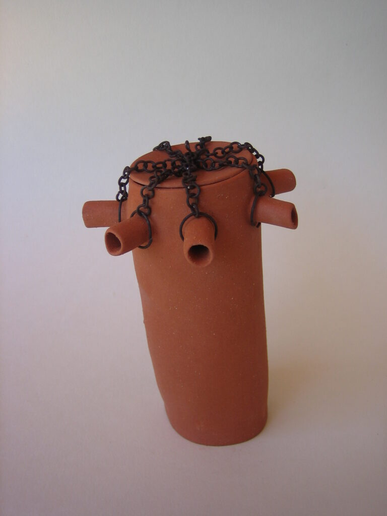 2008 'Isn't a teapot', earthenware, iron wire, h16x o6,cm