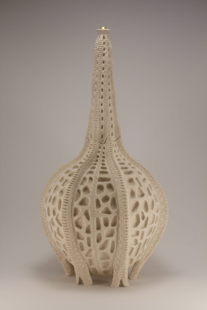 2012 'Foraminifera' stoneware, goldleaf, h49 x o 79 cm