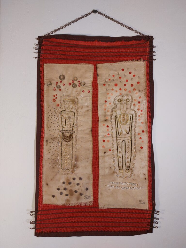 2020 fabric, embroidery, mixed media, h52xw31cm