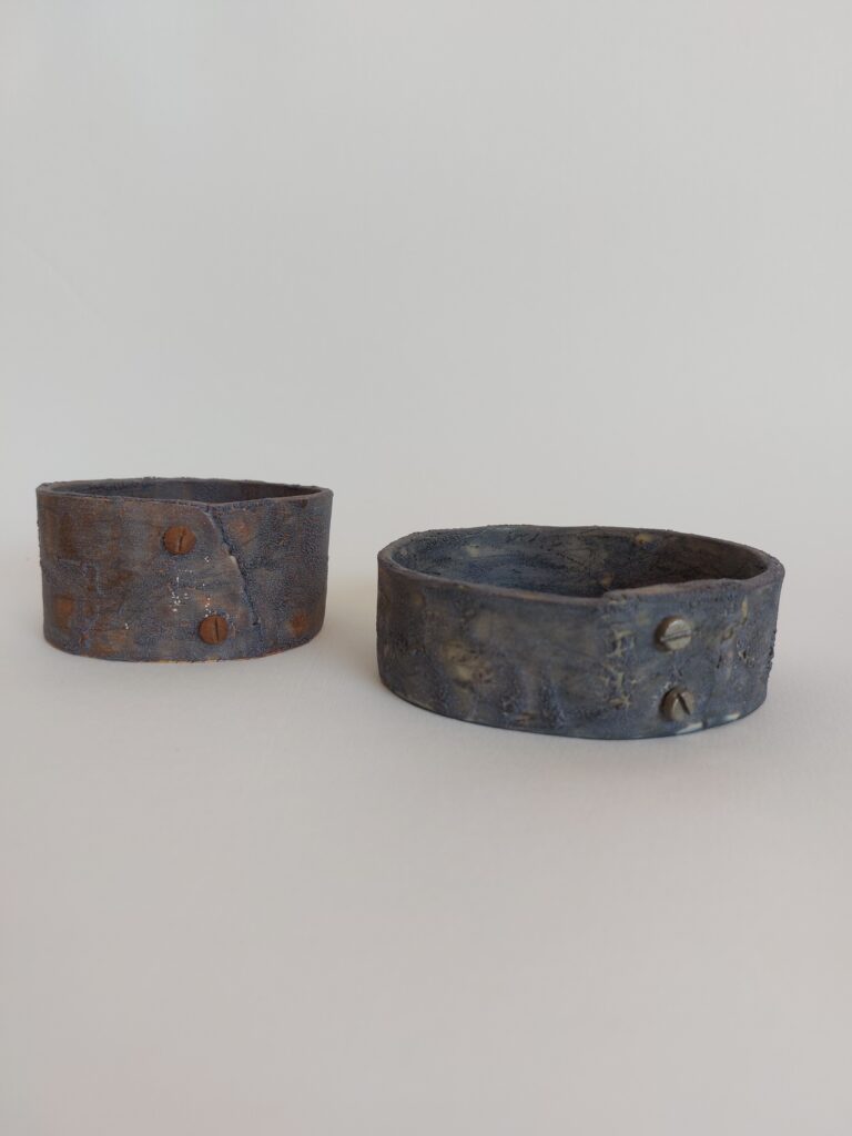 2021 'Grief #7', stoneware, screws, h4,5x o8cm and h3x o9cm