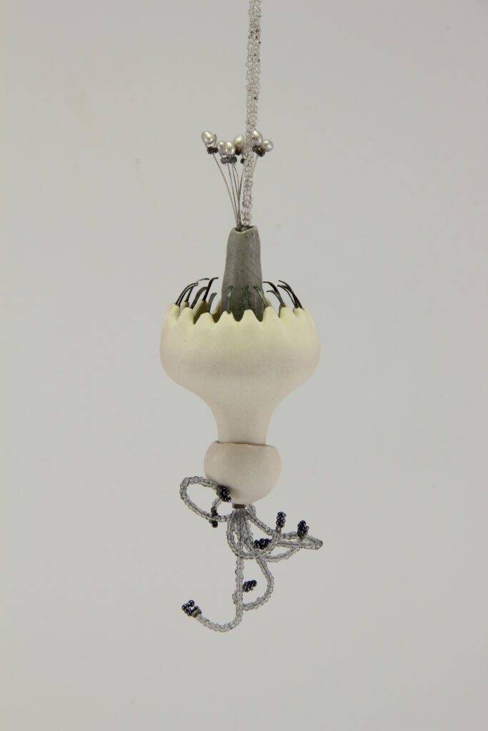 2014 'Basidiomycetes', porcelain, glass beads, fresh water pearls, silver, h12cm
